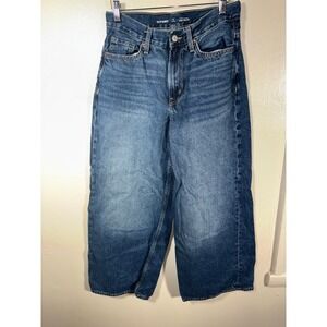 Old Navy Baggy Wide Leg Jeans Women Sz 4 Petite Blue Extra High-Rise Myrtle Wash